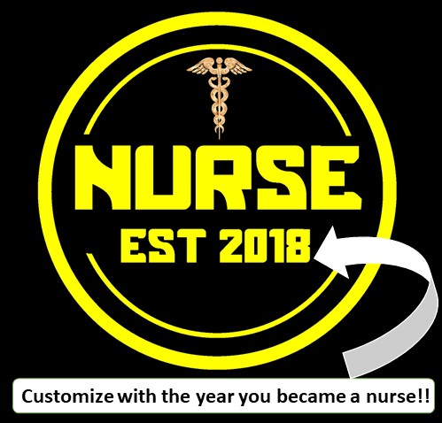 Close up view of the Nurse established year design