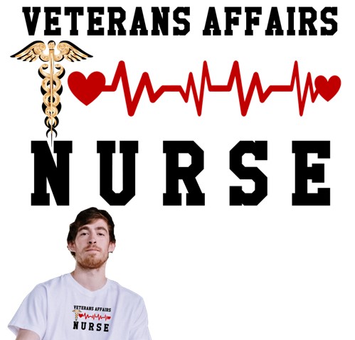Closer view of the VA Nurse design graphic on white background