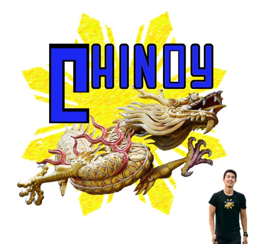 View of Chinoy Dragon Design on Black T-shirt
